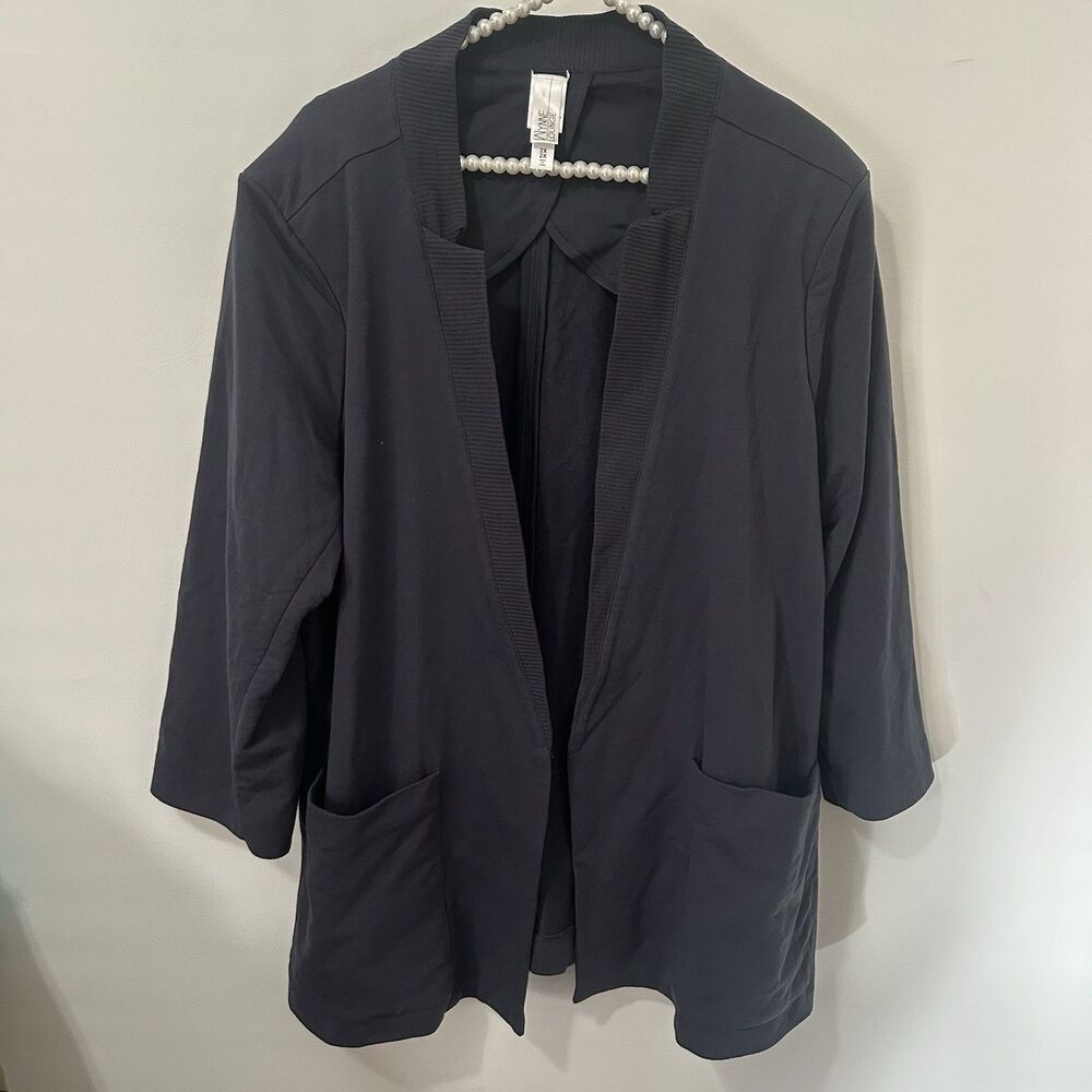 Marla Wynne Lounge Cardigan Plus 2X Blue Womens Sweater Classic Capsule Work